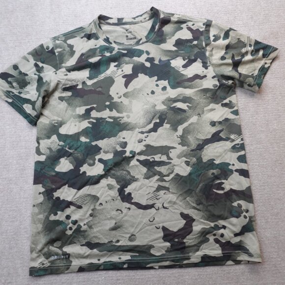 Nike Shirt Large Green Olive Dri-Fit Camo CU8477-342 - Picture 1 of 8